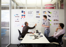People working in a highly collaborative innovation work place