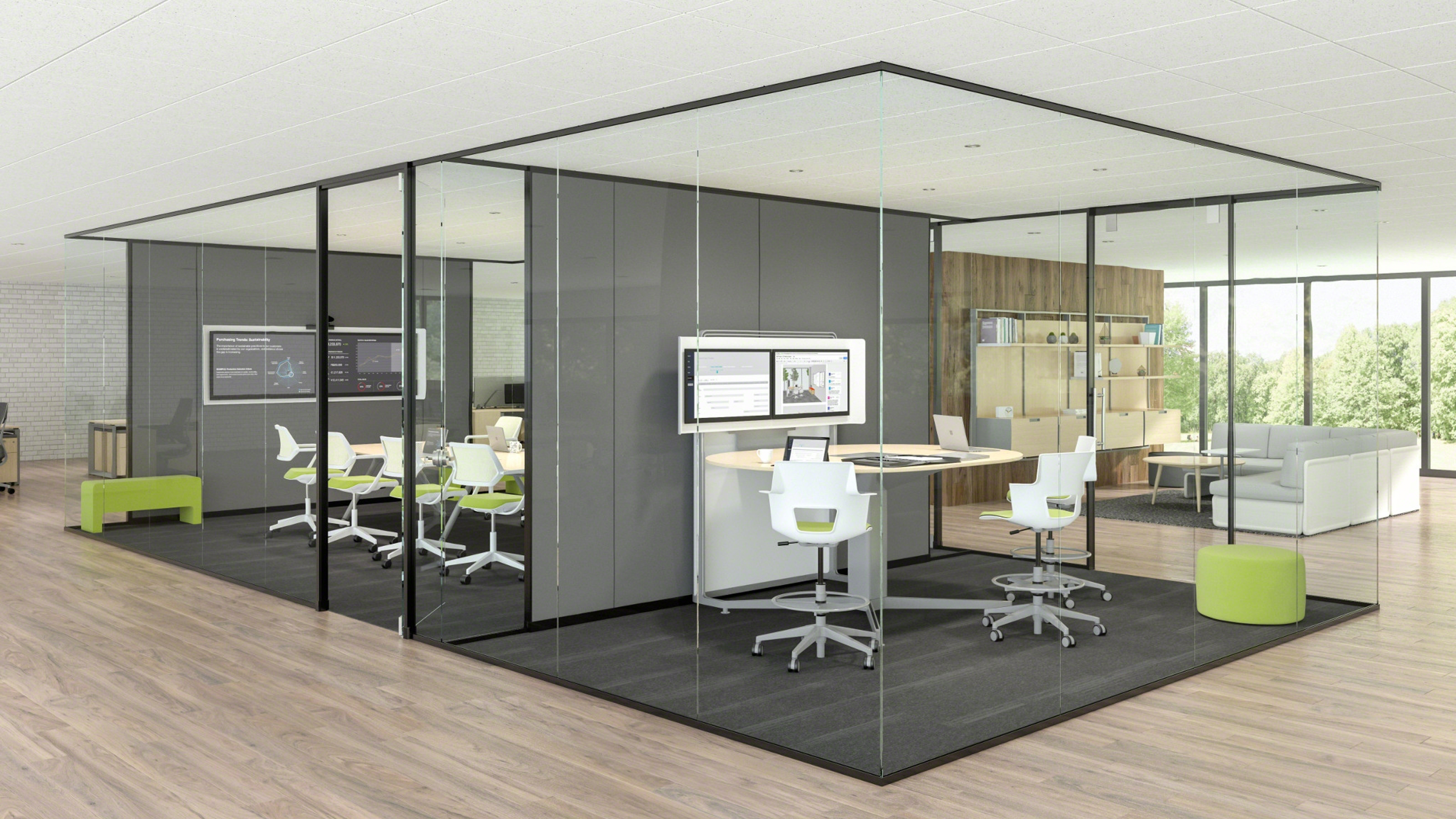 Light scale 1/2 glass wall from Steelcase